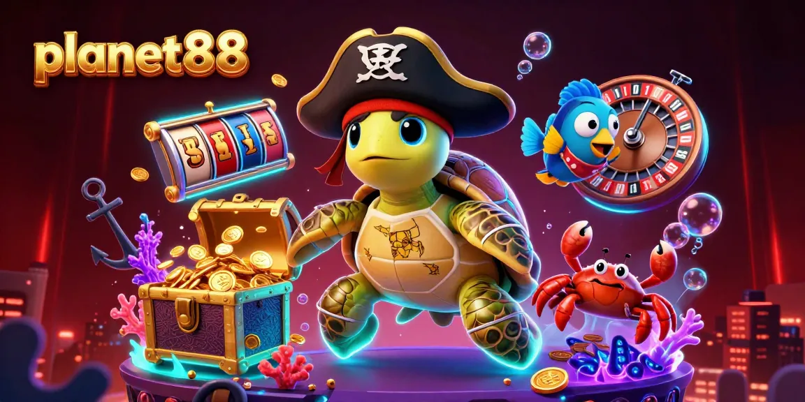 Engage with planet88's vibrant underwater casino adventure featuring animated characters and treasures.