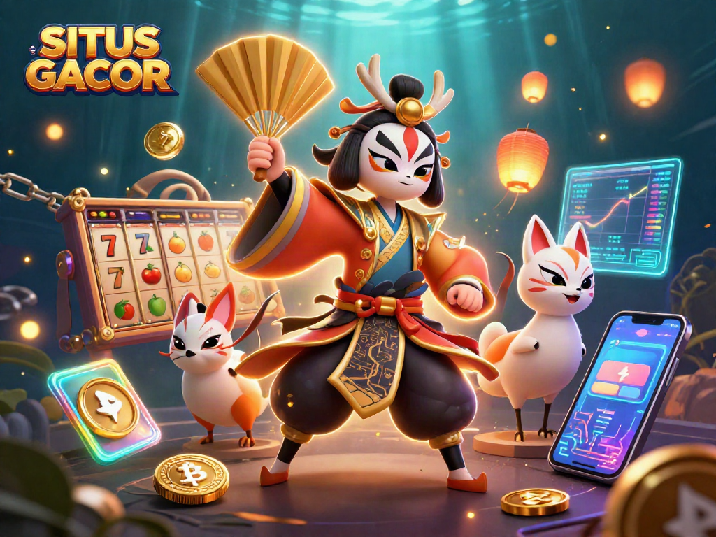 Engage with the thrilling world of SITUS GACOR featuring vibrant slot scenes and iconic characters.