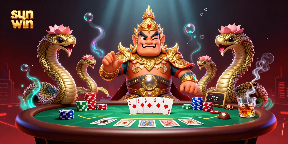 Engage with sun win for a thrilling poker experience alongside ancient guardians and vibrant casino elements.