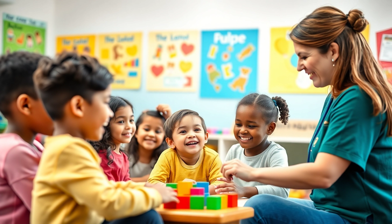Engaging therapy session for Autism help, showcasing joyful children and a supportive environment.