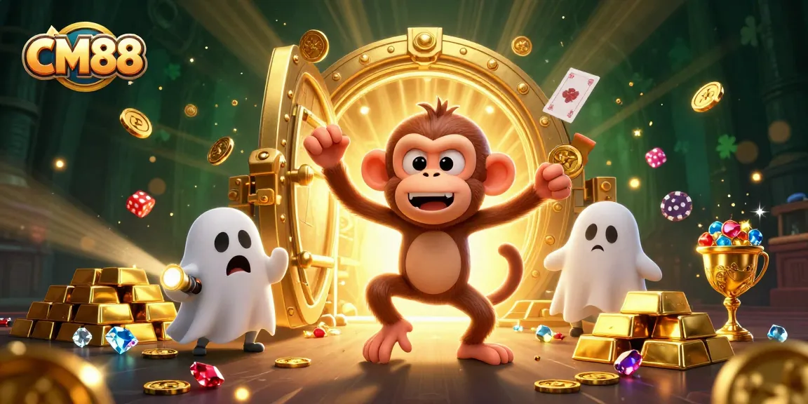 CM88 engages players with a ghost-hunter puppy and a mischievous monkey in a casino filled with treasures.