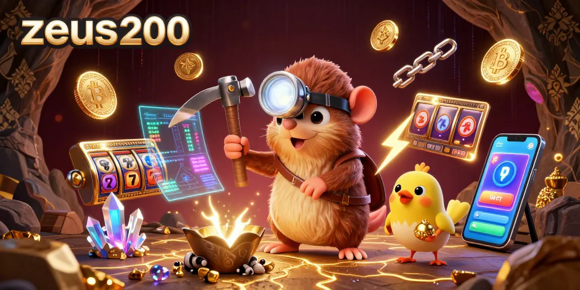 zeus200 menampilkan pelombang jackpot dalam suasana 3D yang kaya dengan emas dan cahaya neon