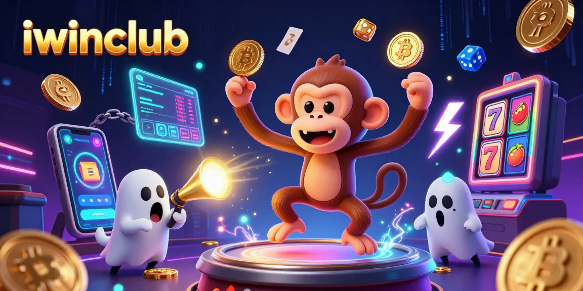 Witness the excitement at iwinclub as a playful poltergeist monkey juggles gold casino treasures.