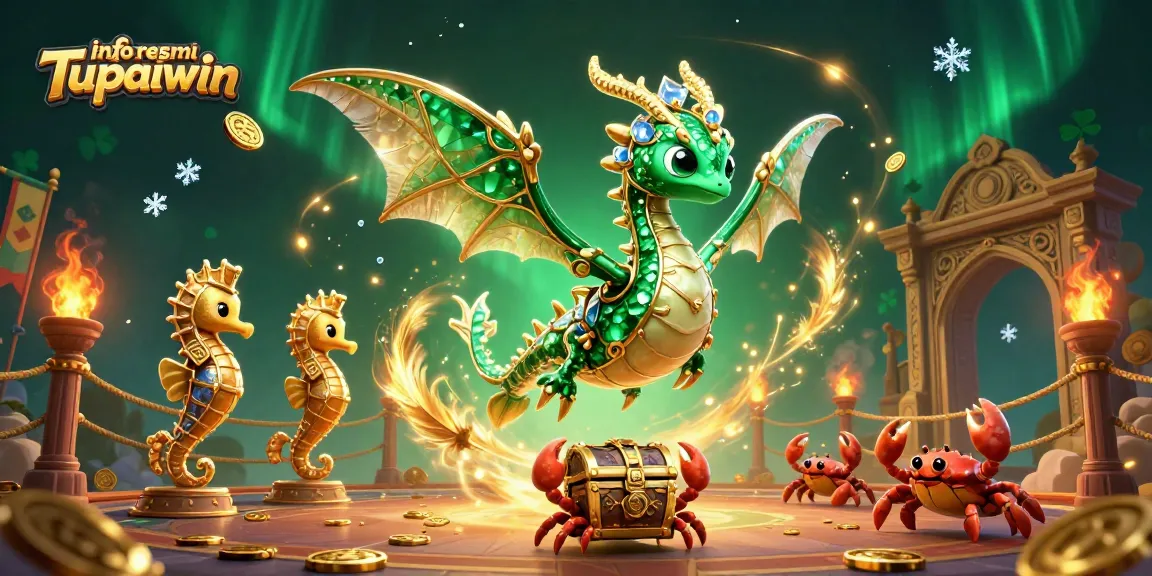 Menggali info resmi Tupaiwin dengan ilustrasi 3D kraken berkilau dan koin emas bertebaran.