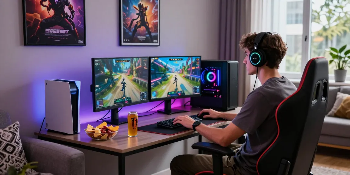 Pengguna sedang menikmati LUXURY777 Login di ruang tamu modern dengan peralatan gaming premium.