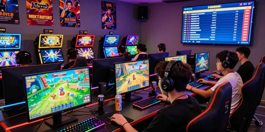 Engaging slot gacor gaming session showcasing players immersed in vibrant game interfaces.