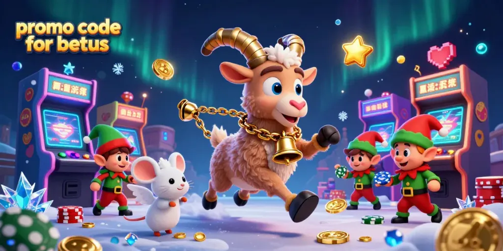 Experience thrills with the promo code for betus, featuring a festive Krampus among casino excitements.