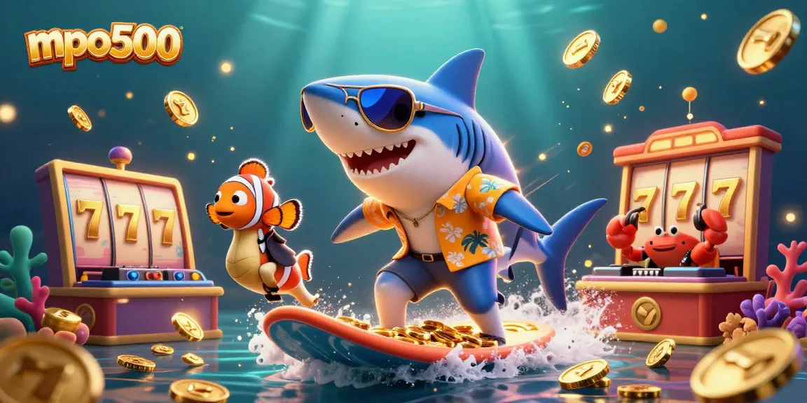 Experience exciting gaming adventures at mpo500 with vibrant 3D casino characters amidst lively slot games.