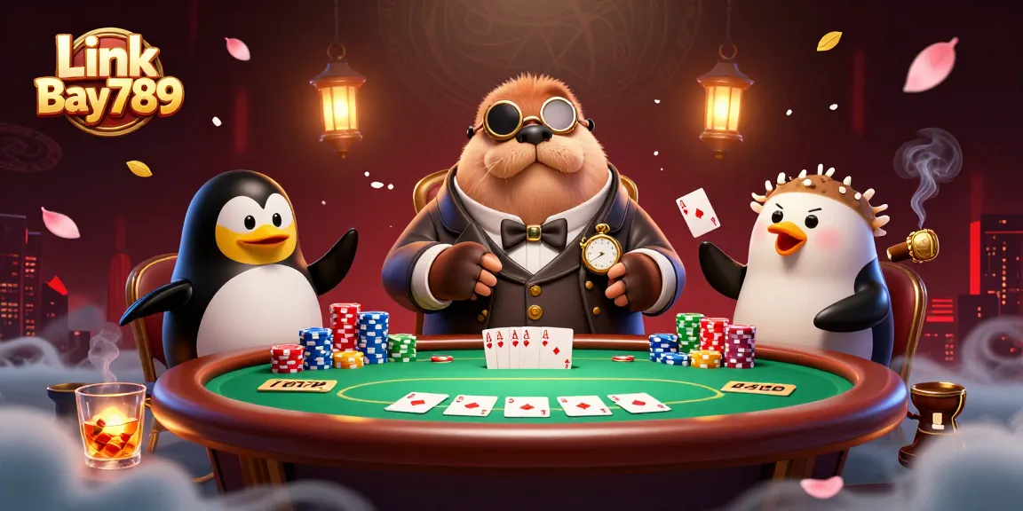 Engage in thrilling gaming with Link Bay789's vibrant 3D underwater poker scene, featuring unique characters.