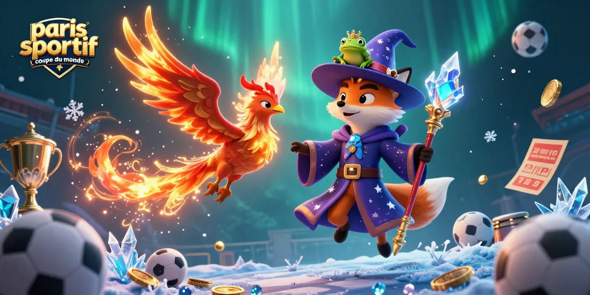 Pariez sur la coupe du monde avec ce visuel captivant d'un mage et d'un phénix.