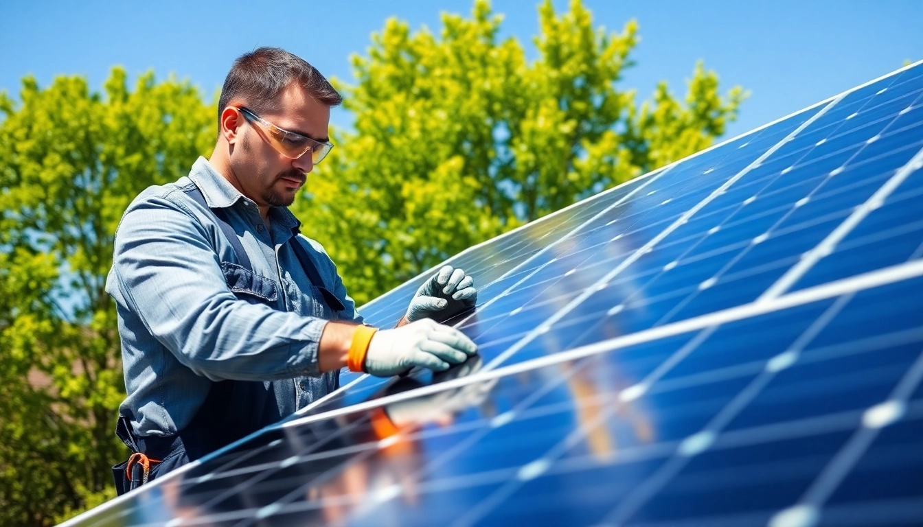 Technician performing solar maintenance New Jersey, ensuring optimal performance of solar panels.