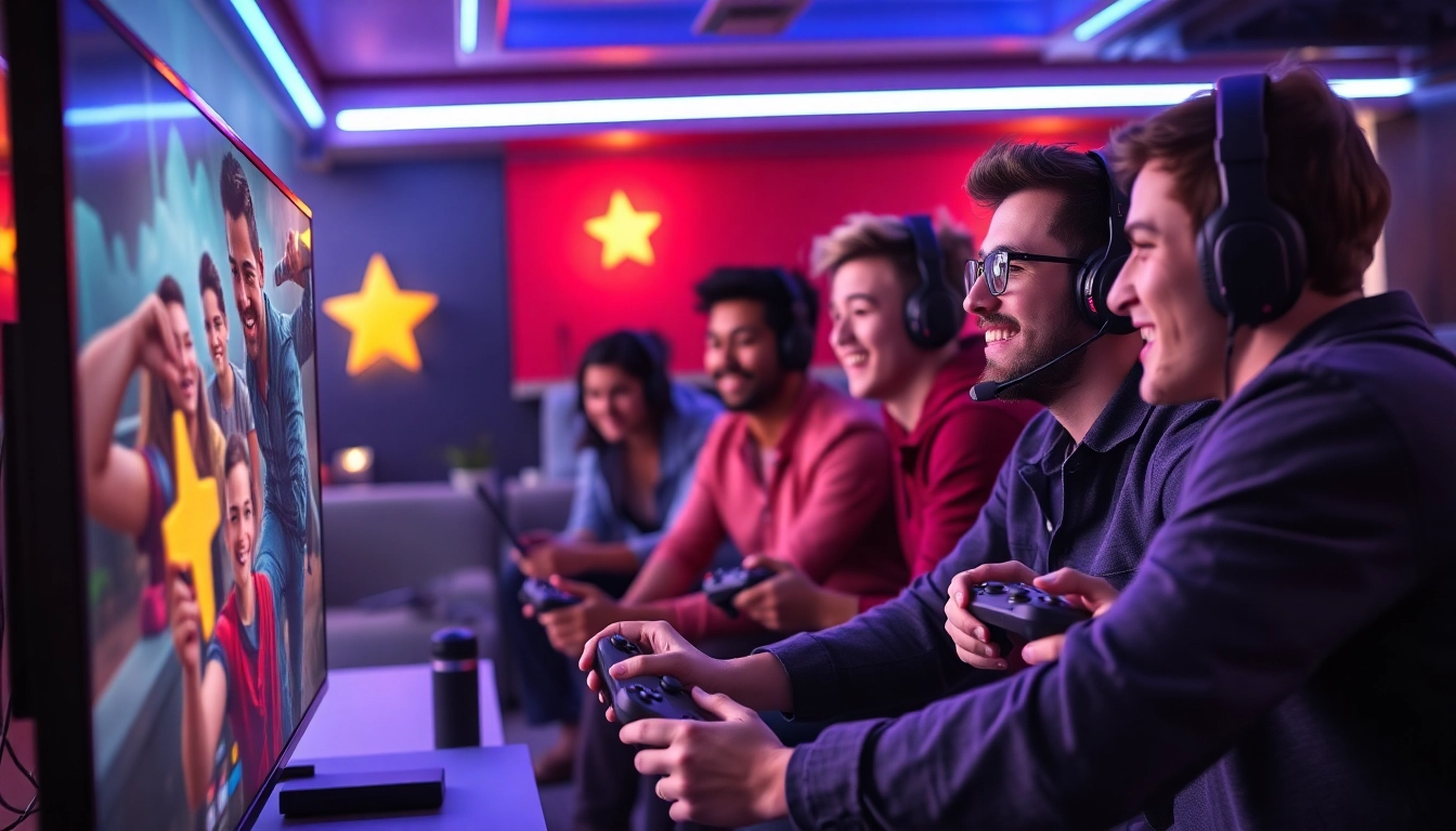 Enjoy thrilling action in PS Plus Premium games with friends in a vibrant gaming lounge.