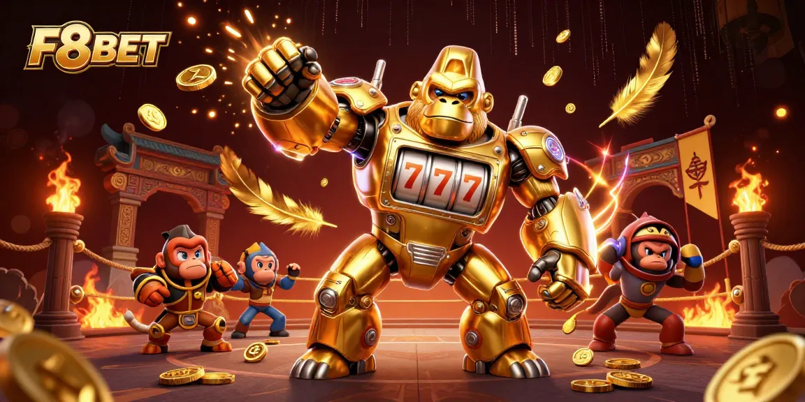 Experience the thrill of winning with F8BET in this dynamic and vibrant casino illustration.