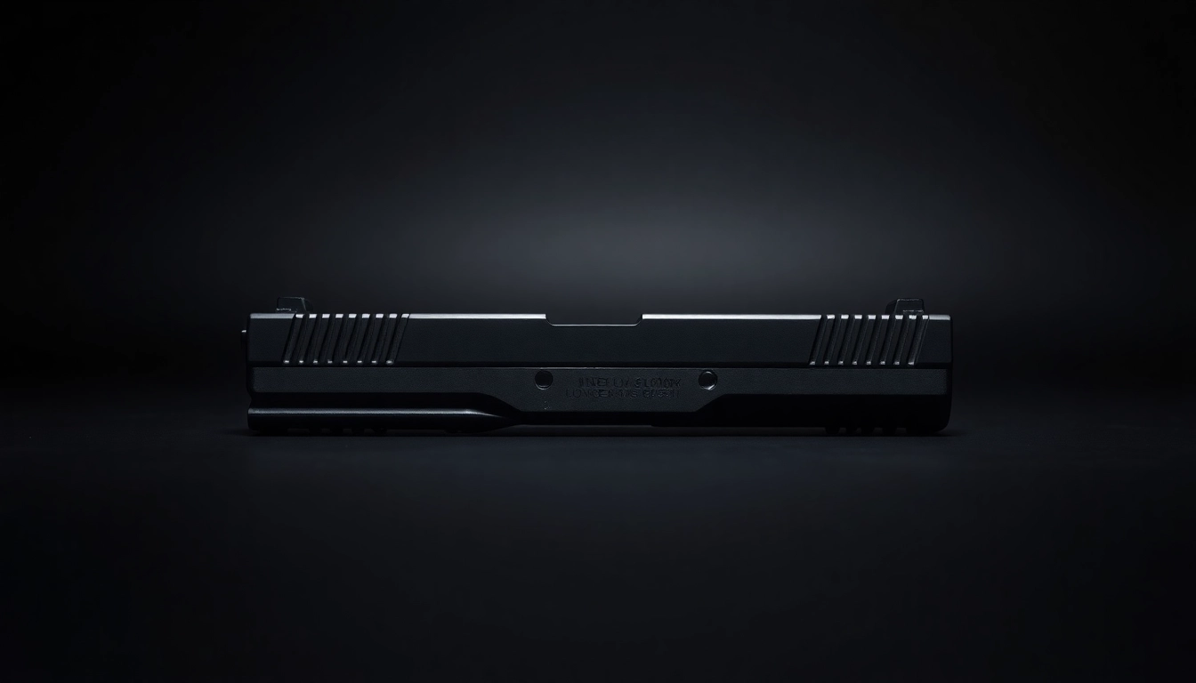 Showcasing glock 17 slide for sale with detailed craftsmanship and sleek metallic finish.