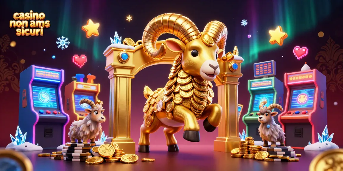 Gioca e vinci nei casino non AAMS sicuri con simboli d'oro e macchine da gioco 3D.