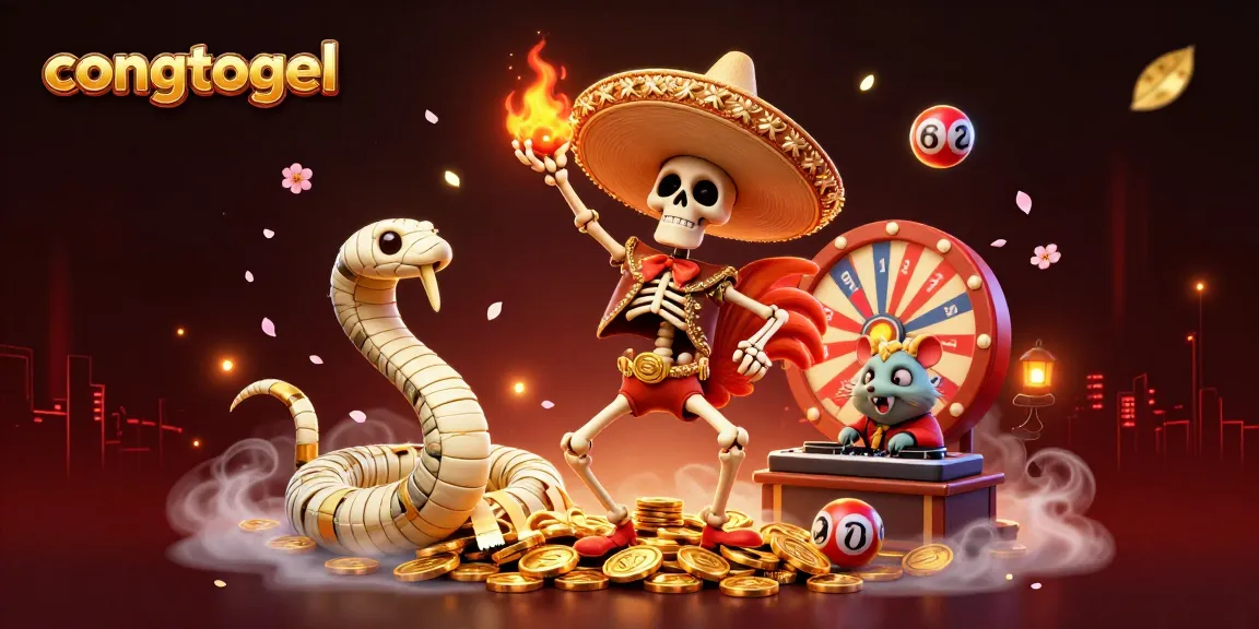 CongTogel lottery illustration with vibrant 3D characters and festive elements, capturing excitement in gaming.