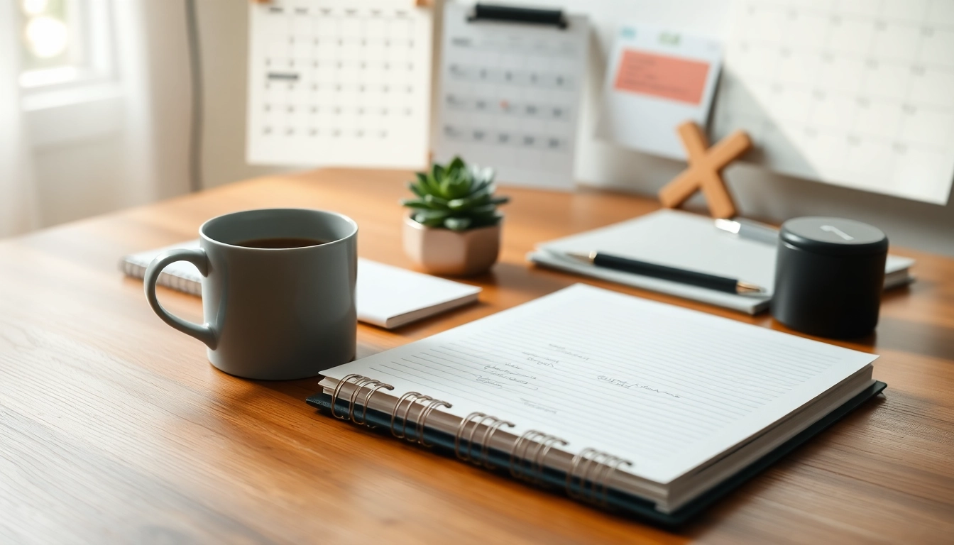 Engaging scene showcasing Effortless Daily Organization with planner tools on a wooden desk.