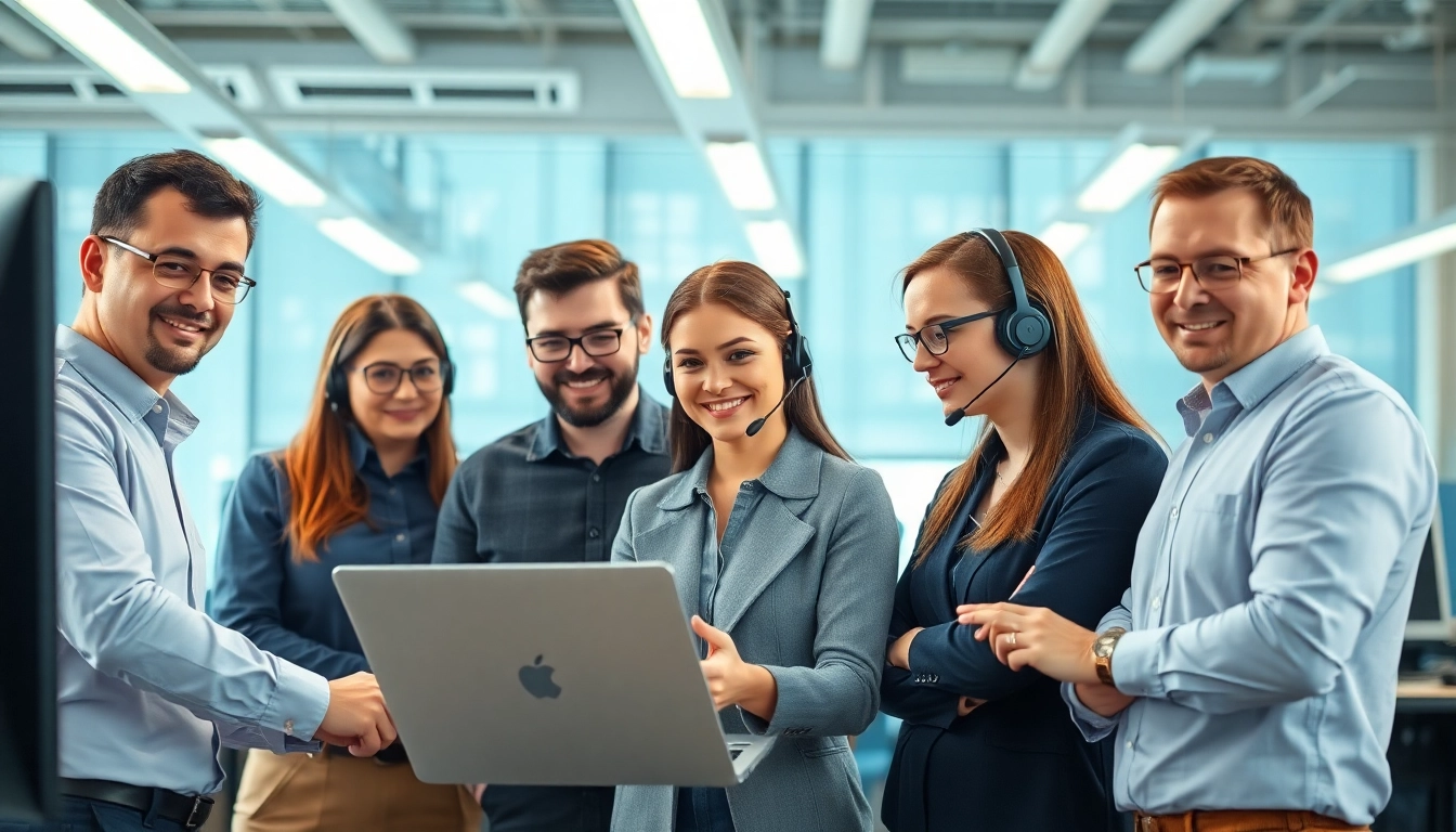 Visual representation of IT support for businesses highlighting teamwork and modern technology.